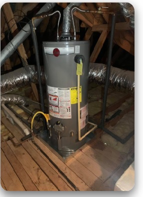 top notch plumbing typical water heater in the attic